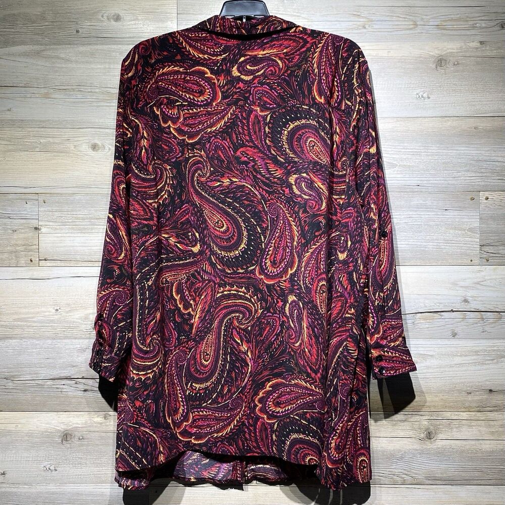 Catherines Button-Up Tunic Top Blouse 4x Red Mult… - image 2